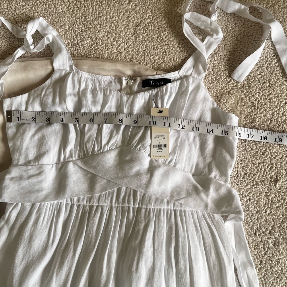 Trixxi White MIDI Dress L coastal girl Cottagecore resort wear $66 Tag Romantic - Picture 4 of 5
